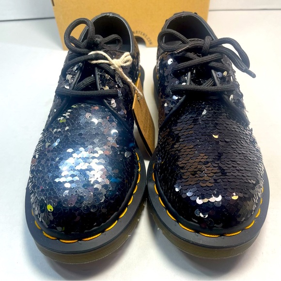 BNIB DR MARTENS 1461 SHIFTABLE SEQUINS LOAFER BLACK/SILVER UK 3 US 5 - Picture 8 of 16